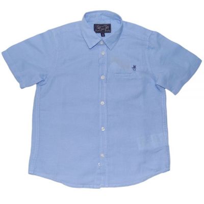 Camasa bleu din in cu maneci scurte (139), 5 ani / 110 cm