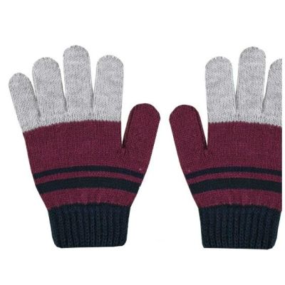 Manusi cu degete (10151), Visiniu/Gri, XL