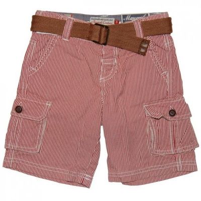 Pantaloni scurti rosii cu dungi si curea (3222), 6 ani / 116 cm