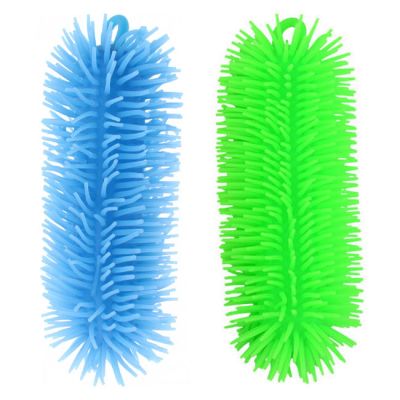 Set 2 viermi din silicon moale, Verde/Albastru, 20 cm