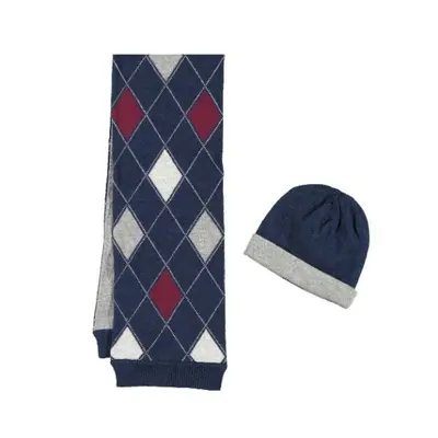 Set caciula si fular reversibile (10143), Gri/bleumarin, 2-4 ani