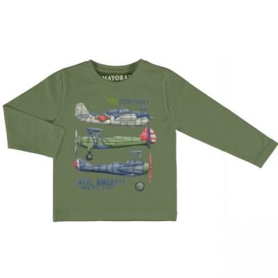 Tricou verde cu maneca lunga (4088), 8 ani / 128 cm