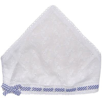 Bandana alba cu broderie englezeasca (10261), 17 x 22 cm
