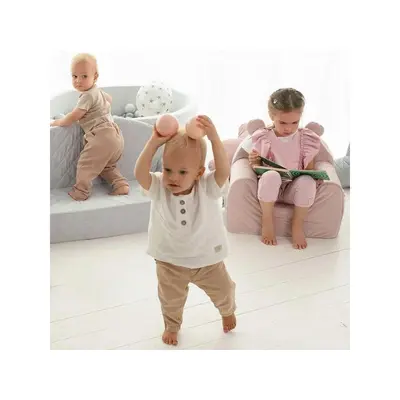 Canapea Confortabila Pentru Copii, Cu Buzunare, Gri Velvet By Babysteps Pjb480549