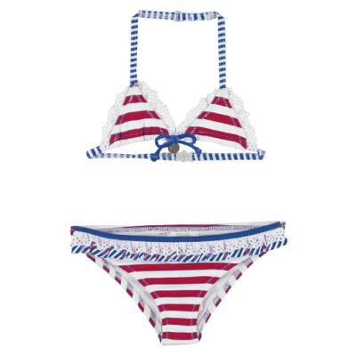 Costum de baie cu 2 piese Rosu/Alb/Albastru (3754), 5 ani, 110 cm