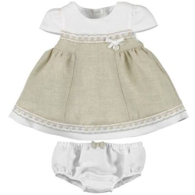 Rochie crem/alb din in (1823), 65 cm / 2-4 luni