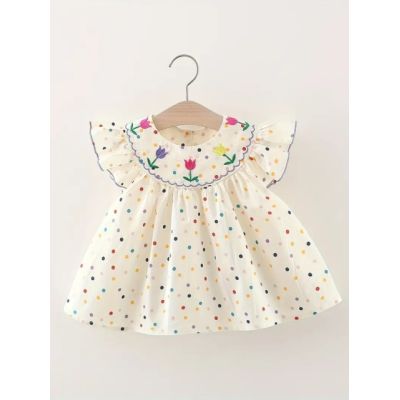 Rochita ivoire cu buline colorate si floricele brodate mdtu32-r2