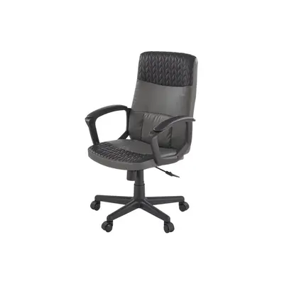 Scaun birou hm bjorn, piele ecologica, mecanism balans, suport lombar, cotiere tapitate, 90 kg, gri/negru drm10550