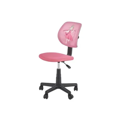 Scaun birou copii HM Bingo, stofa, baza polipropilena, inaltime reglabila, rotatie 360°, 70 kg, roz DRM10548