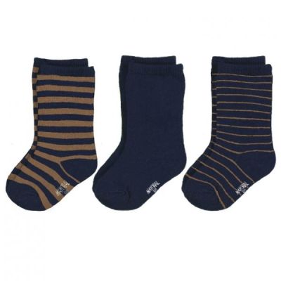 Set 3 perechi sosete, Bleumarin/Maro (10103), 6 luni