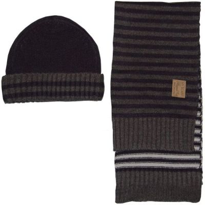 Set caciula & fular, Bleumarin/Gri (9833), 6 luni