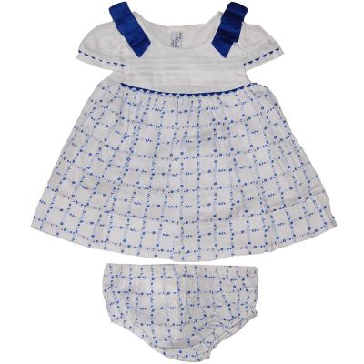 Rochie alb/albastru (1847), 50 cm / 0-1 luni