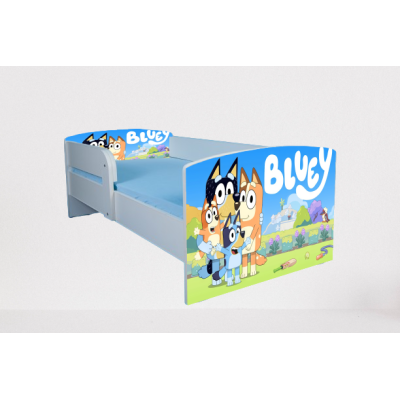 Pat Bluey 2 cu Protectii laterale, cu Saltea SafeNest 130x60 Cm, 2-6 Ani  Ptv7551