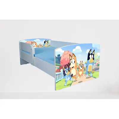 Pat Bluey 3 cu Protectii laterale, cu Saltea SafeNest 180x80x8 Cm, 2-16 Ani Ptv7575