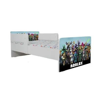 Pat Roblox, Cu Dubla Protectie, cu Saltea SafeNest 140x70 Cm, 2-8 Ani  Ptv8098