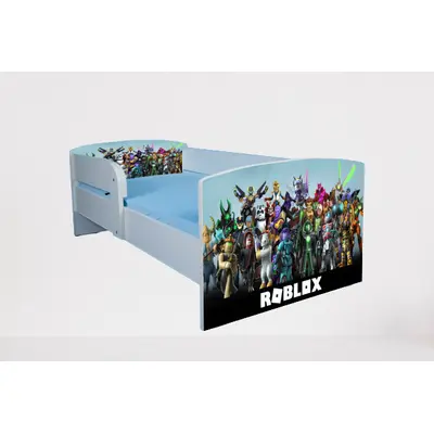 Pat baieti Roblox, cu paravane detasabile, cu Saltea SafeNest 140x70 Cm, 2-8 Ani  Ptv7517