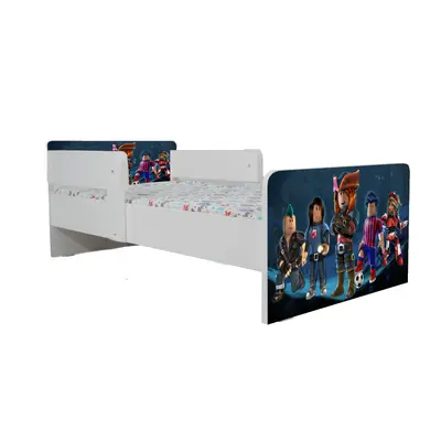 Pat baieti Roblox 2, Cu Dubla Protectie, cu Saltea SafeNest 180x80x8 Cm, 2-16 Ani Ptv8124