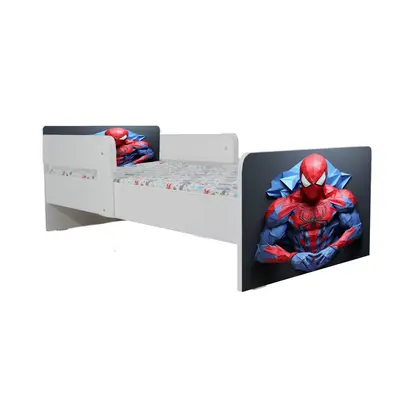 Pat baieti Spiderman 6, Cu Dubla Protectie, cu Saltea SafeNest 140x70 Cm, 2-8 Ani  Ptv7934