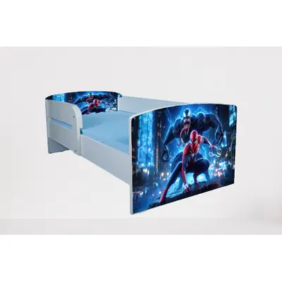 Pat baieti Spiderman Venom cu Protectii laterale, cu Saltea SafeNest 160x80 Cm, 2-12 Ani  Ptv7464