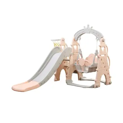 Tobogan MyKids cu leagan, cos de baschet, jucarie muzicala L-DT04 Pink MYK00080577