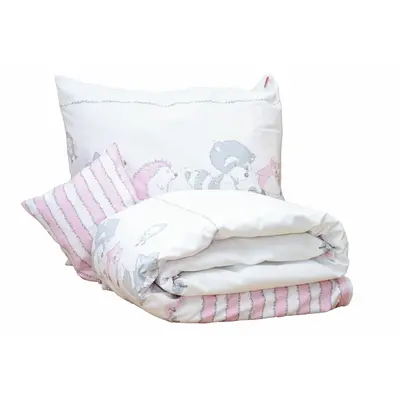 Lenjerie pat copii Odette Pink, din bumbac, 100x135 cm KDEHP100135HP4060ODTP