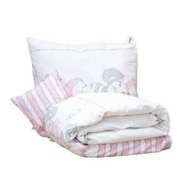 Lenjerie pat copii Odette Pink, din bumbac, 100x150 cm KDEHP100150HP4060ODTP