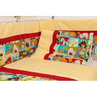Protectie jumatate patut 60 x 120 cm Dinozauri cu galben, KidsDecor, din bumbac KDE35NBDG