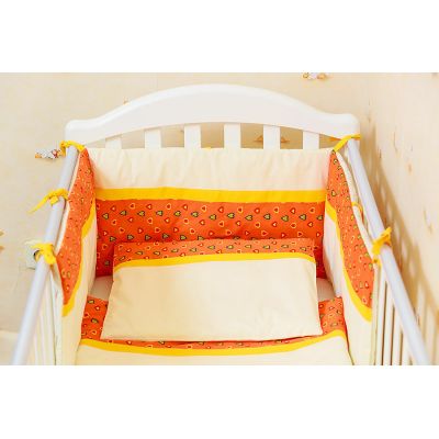 Protectie jumatate patut 60 x 120 cm Inimioare portocalii cu galben KDE35NBIPG