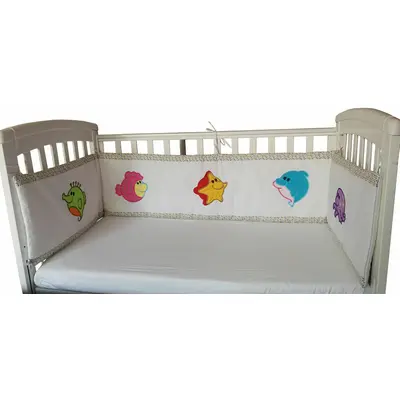 Protectii patut lemn bebelusi cu Animale acvatice brodate KDESPBAA60