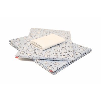 Lenjerie pat copii Baby Bear Albastru, din bumbac, 52x95 cm, 75x100 cm set 3 piese KDELP375355295BBA