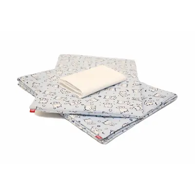 Lenjerie pat copii Baby Bear Albastru, din bumbac, 70x120 cm, 100x135 cm set 4 piese KDELP41004070120BBA
