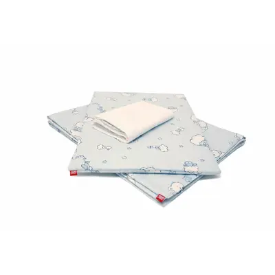 Lenjerie pat copii Ursuletul Martinica Albastru, din bumbac, 52x95 cm, 75x100 cm set 3 piese KDELP375355295UMA