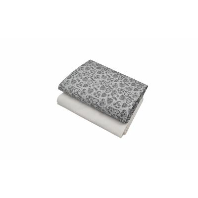 Set cearceafuri Gray Hearts, cu elastic din bumbac, 63x127 cm KDECE263127GRH