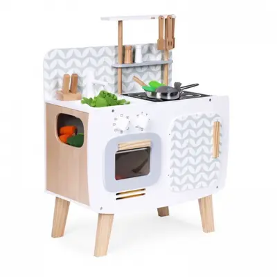 Bucatarie din lemn pentru copii cu accesorii, 58 x 29 x 73 cm, ecotoys w10c863 edeediw10c863