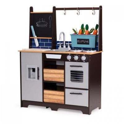 Bucatarie din lemn pentru copii cu accesorii, 74 x 29.5 x 96 cm, ecotoys tl40030 edeeditl40030