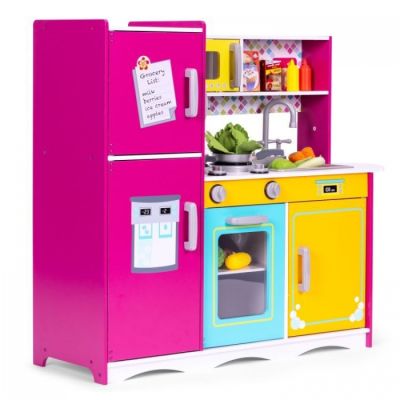 Bucatarie din lemn pentru copii cu accesorii, 92 x 29.5 x 83 cm, ecotoys tl40027 edeeditl40027