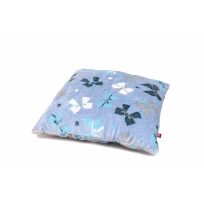 Perna pufoasa de plus  cu doua fete albastru cu fundite  fata /gri cu buline verso KDEP2BG4040