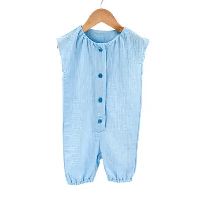 Salopeta scurta de vara pentru copii, din muselina, Bluebird, 12-24 luni KDESVM1224BLUEBIRD