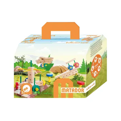 Set cuburi de constructie din lemn Maker 200, +3 ani, Matador KDGMTM21120