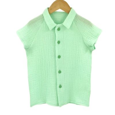 Camasa cu nasturi de vara pentru copii, din muselina, Minty, 110-116 cm (5-6 ani) KDEPSVCM56MINT