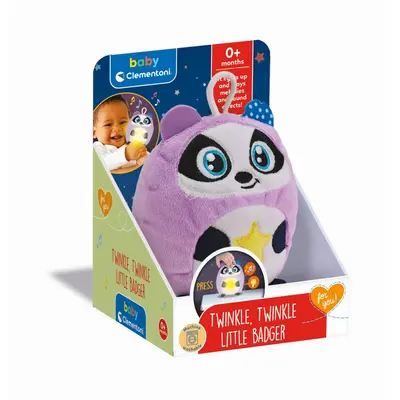 Clementoni - Jucarie bursuc de plus cu lumina de noapte si sunete pentru relaxare si somn linistit ARTCL17556