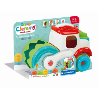 Clementoni - Jucarie educationala Soft Clemmy compactor de cuburi pentru dezvoltarea senzoriala si motorie a copiilor ARTCL17495
