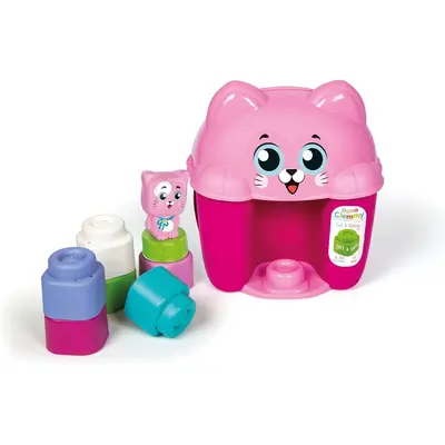 Clementoni - Jucarie educationala Soft Clemmy cos Pisicuta cu cuburi de constructie moi si lavabile ARTCL17768