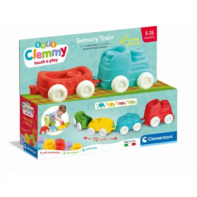 Clementoni - Jucarie educationala Soft Clemmy tren senzorial pentru dezvoltarea senzoriala si motorie a copiilor ARTCL17961
