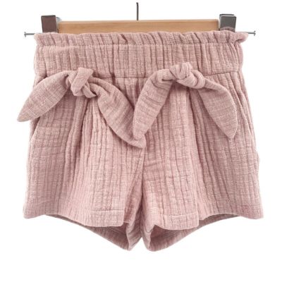 Pantaloni scurti pentru copii, din muselina, cu talie lata, Candy Pink, 5-6 ani KDEPSVMTL56CP