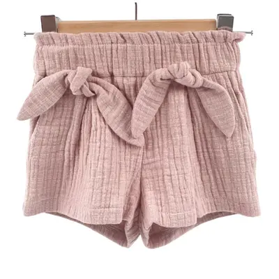 Pantaloni scurti pentru copii, din muselina, cu talie lata, Candy Pink, 5-6 ani KDEPSVMTL56CP