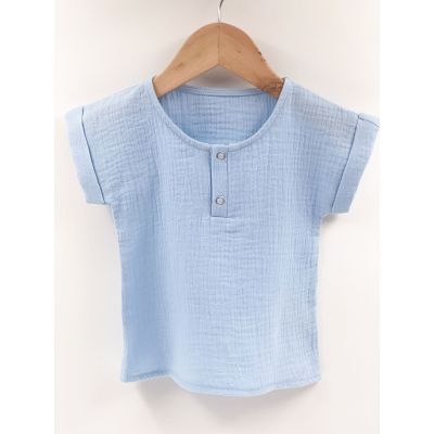 Tricou cu capse de vara pentru copii, din muselina, Bluebird, 4-5 ani KDETCM45BLUEB