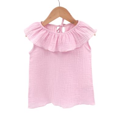 Tricou cu volanase pentru copii, din muselina, Magic Pink, 2-3 ani KDETVCM23MPINK