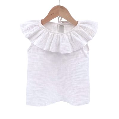 Tricou cu volanase pentru copii, din muselina, Pearl, 2-3 ani KDETVCM23PEARL