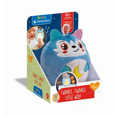 Clementoni - Jucarie lup de plus cu lumina de noapte si sunete pentru relaxare si somn linistit ARTCL17554